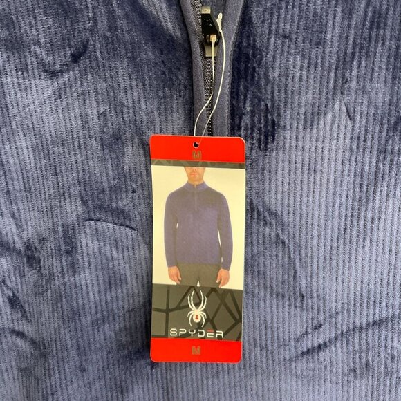 NEW Spyder Navy Men's M Blue 1/4 Zip Pullover Polyester & Spandex Sweatshirt - Picture 7 of 10